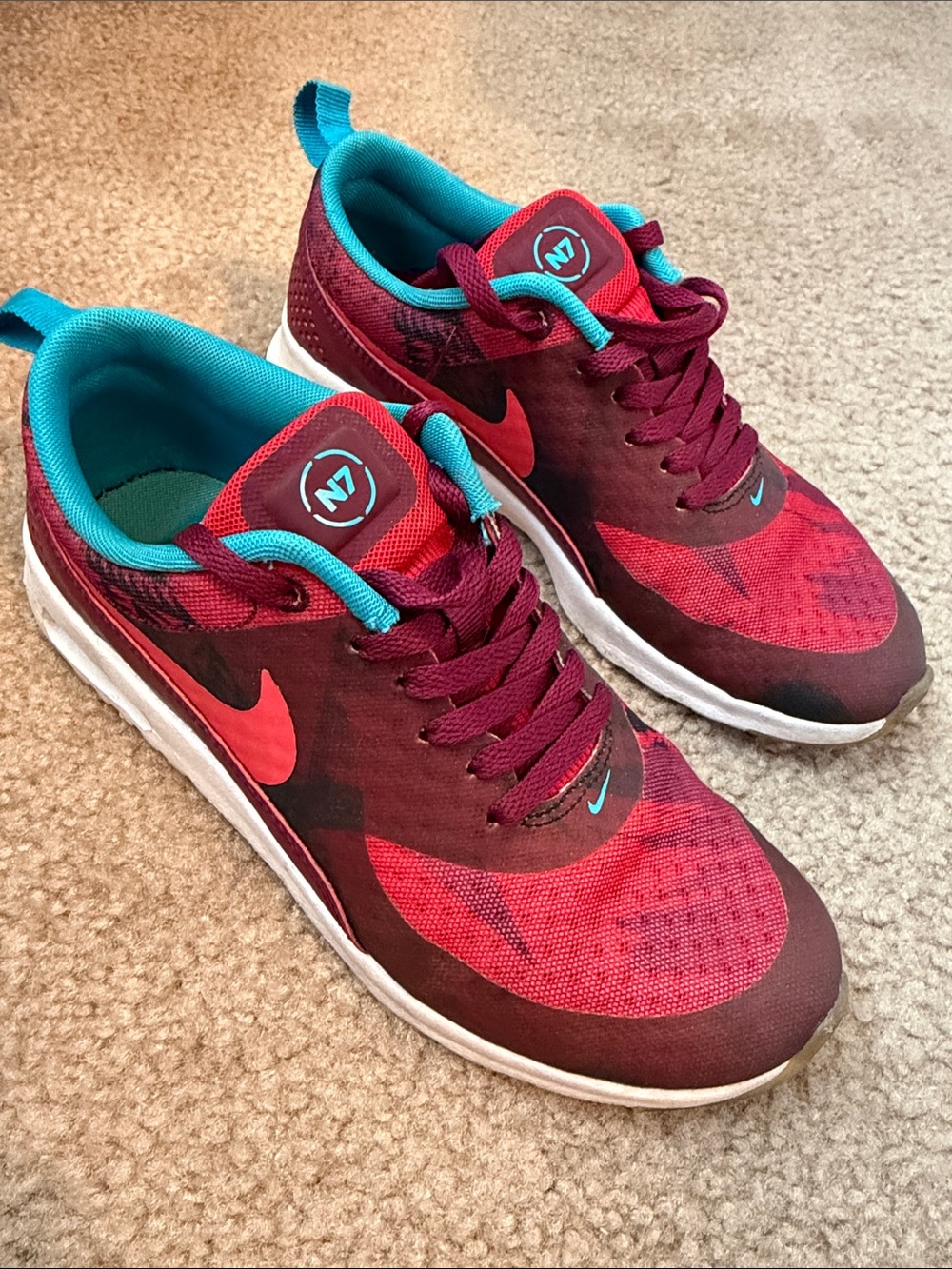 Nike Burgundy & Teal Athletic Sneakers